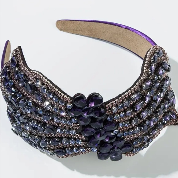 Dark Purple Vintage Inspired Rhinestone Bow Headband
